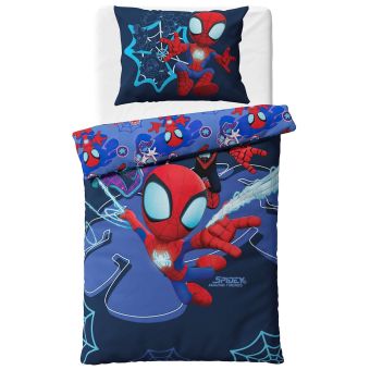 Dětské povlečení SPIDEY PAVOUČÍ DOBRODRUŽSTVÍ, modré, bavlna hladká, 140x200cm + 70x90cm
