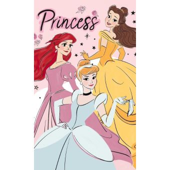 Dětský froté ručník PRINCESS POPELKA, ARIEL A BELLE, růžový, 30x50cm