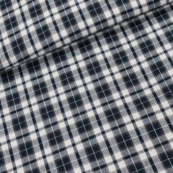 Flanel tkaný / barchet, oboustranný 12, modro-smetanové káro, š.150cm (látka v metráži)