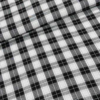 Flanel tkaný / barchet, oboustranný 38, černo-bílé káro, š.150cm (látka v metráži)