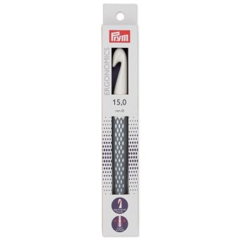 Háček na háčkování ergonomický plastový PRYM ERGO, velikost 15mm, délka 18,5cm
