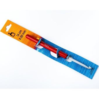 Háček na háčkování PONY, hliník / teflon s plastovou ručkou 46606, velikost 4,5mm, délka 14cm