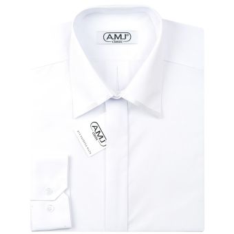 Pánská košile AMJ, bílá JDSA018SAT, dlouhý rukáv, slim fit, vel. 39