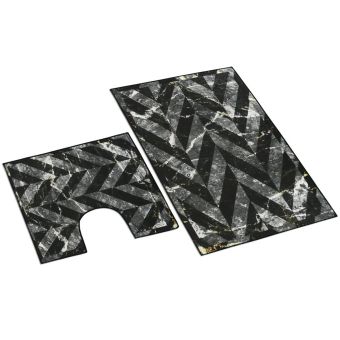 Koupelnová souprava 3D MRAMOR ČERNÁ 100x60cm (předložka) + 60x50cm (na WC)