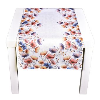 Kuchyňský ubrus CYH6105 TISK, modro- červené květy 40x90cm (obdélník) 