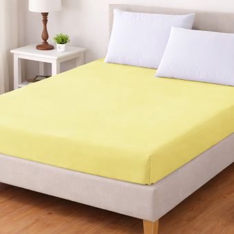 Luxusní napínací mako-jersey prostěradlo s lycrou DELUXE Collection 90x200cm / 30cm elastické, světle žluté