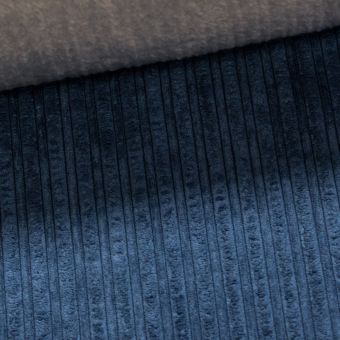 Manšestr polyesterový / plášťovka 8025 0309, jednobarevný modrý, zateplený s kožíškem, š.150cm (látka v metráži)