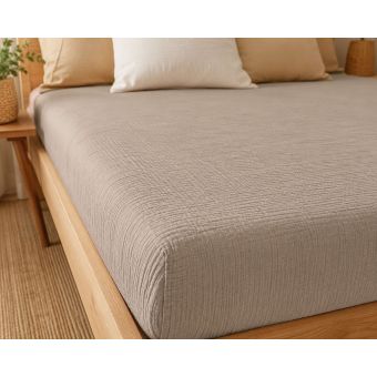 Mušelínové napínací prostěradlo UNI oříškové, 100% bavlna, s gumou, 90x200cm, na matrace do 20 cm