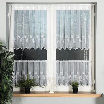 Organzová vitrážová záclona 53801/001 chmýří pampelišky, vyšívaná, bílá (více výšek, v metráži)