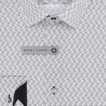 Pánská košile AMJ bavlněná, bílá puntíkovaná vzorovaná, VDBR1292, dlouhý rukáv (regular + slim-fit)