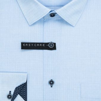 Pánská košile AMJ bavlněná, světle modrá puntíkovaná, VDR1348, dlouhý rukáv (regular + slim-fit + prodloužený slim-fit)