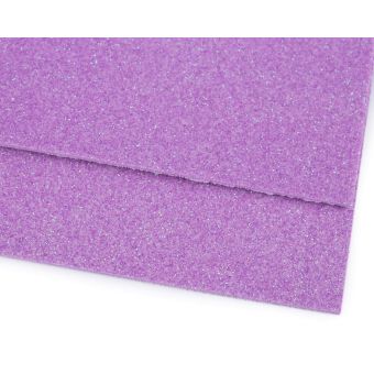 Pěnová guma Moosgummi 20x30cm, 750861 jednobarevná 18 fialová lila, tloušťka 1,9mm, s glitry
