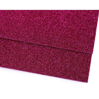 Pěnová guma Moosgummi 20x30cm, 750861 jednobarevná 21 růžová tmavá, tloušťka 1,9mm, s glitry