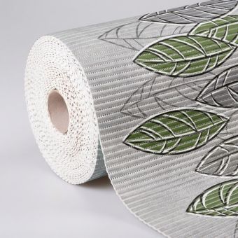 Pěnová předložka PVC AQUAMAT 573D, velké listy zelené na šedé, šíře 65cm (metráž)