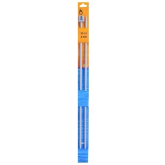 Pletací jehlice PONY, hliníkové, rovné, 2 kusy, délka 35cm, velikost 5mm