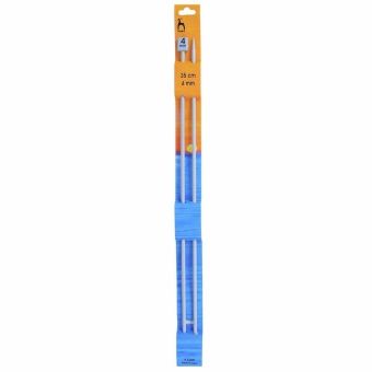 Pletací jehlice PONY, hliníkové, rovné, 2 kusy, délka 35cm, velikost 4mm
