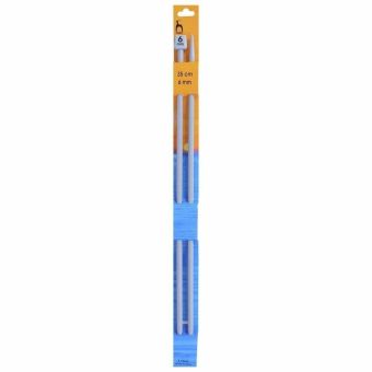Pletací jehlice PONY, hliníkové, rovné, 2 kusy, délka 35cm, velikost 6mm