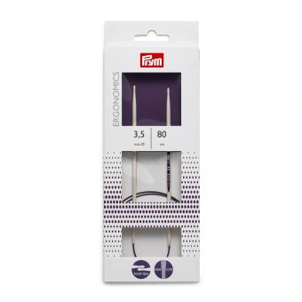 Pletací jehlice PRYM ERGO 215803, ergonomické plastové, kruhové, 1 kus, délka 80cm, velikost 3,5mm
