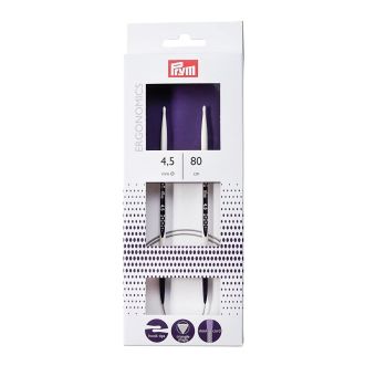 Pletací jehlice PRYM ERGO 215805, ergonomické plastové, kruhové, 1 kus, délka 80cm, velikost 4,5mm