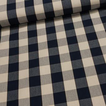 Potahové akrylové plátno (dralon, teflon) na zahradní nábytek, modro-béžová kostka, š.140cm (látka v metráži)