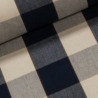 Potahové akrylové plátno (dralon, teflon) na zahradní nábytek, modro-béžová kostka, š.140cm (látka v metráži)