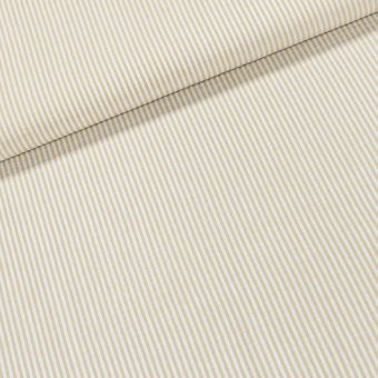Šatovka polyesterová IMITACE LNU P1-5, béžovo-bílý proužek, š.150cm (látka v metráži)