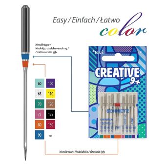 Strojové jehly TEXI CREATIVE 9+ set jehel 130/705 H, balení 9 kusů
