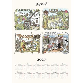 Textilní kalendář, utěrka JOSEF LADA 2027, smetanový, 50x70cm, bez hůlky