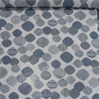 Ubrus PVC s textilním podkladem 182.5, šedo-modré oválky, š.140cm (metráž)