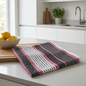 Vaflový pracovní bavlněný ručník ŠEDÝ PROUŽEK, 225g/m2, 50x100cm