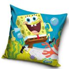 Dětský polštářek / povláček SPONGEBOB VESELÝ, modro-zelený, 40x40cm (více variant výplně)