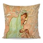 Polštářek / povláček ALFONS MUCHA WINTER, světle béžový, 40x40cm, 40x40cm (více variant výplně)