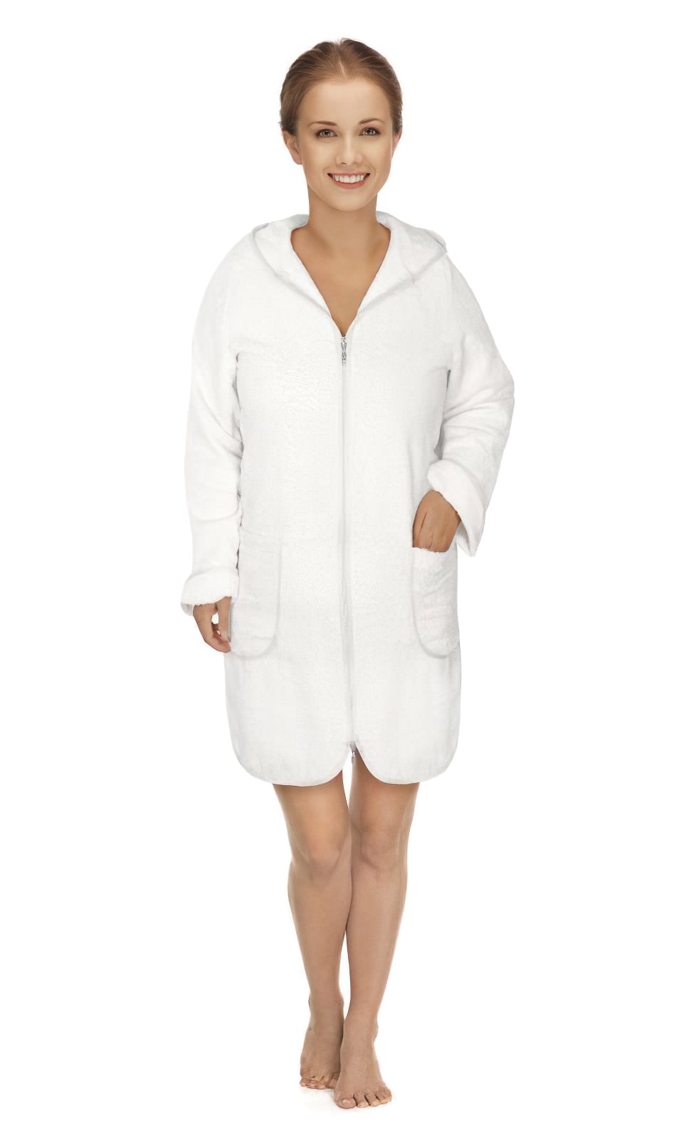 Bellatex Župan FROTÉ NA ZIP 4847/001 bílý, bavlněné froté, 330 g/m², dámský, velikost XL