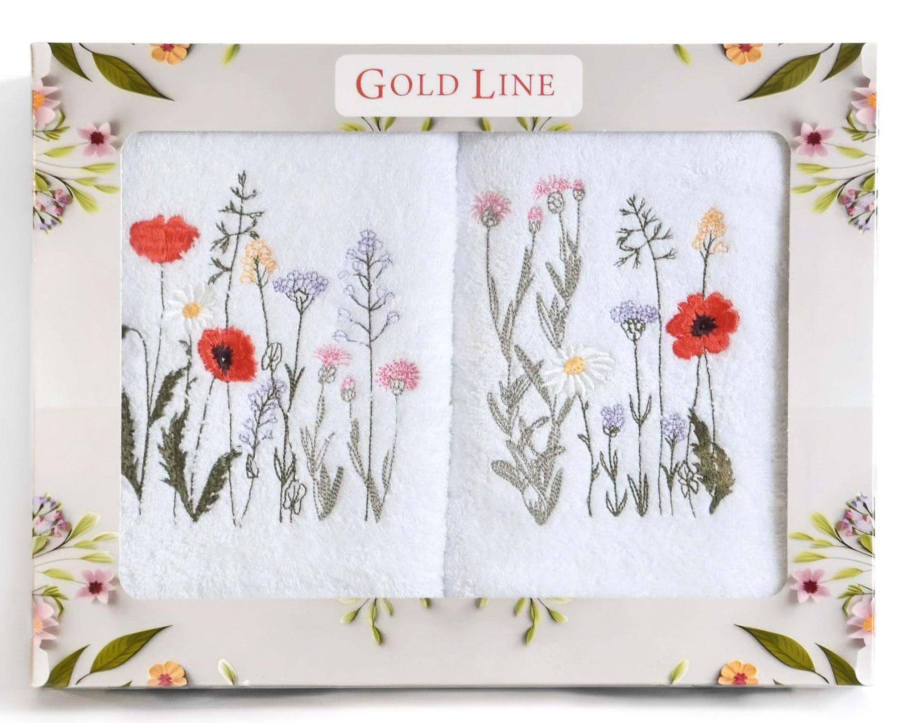 Praktik Dárkový set froté ručníků 20 KVĚTY, luční kvítí na bílé, 2x 50x100cm
