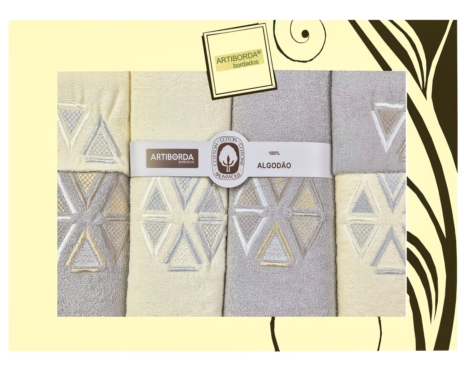 4sleep dárkový set froté ručníků a osušek 200, 6-dílný, šedá a krémová 2x 30x50cm + 2x 50x90cm + 2x 70x140cm