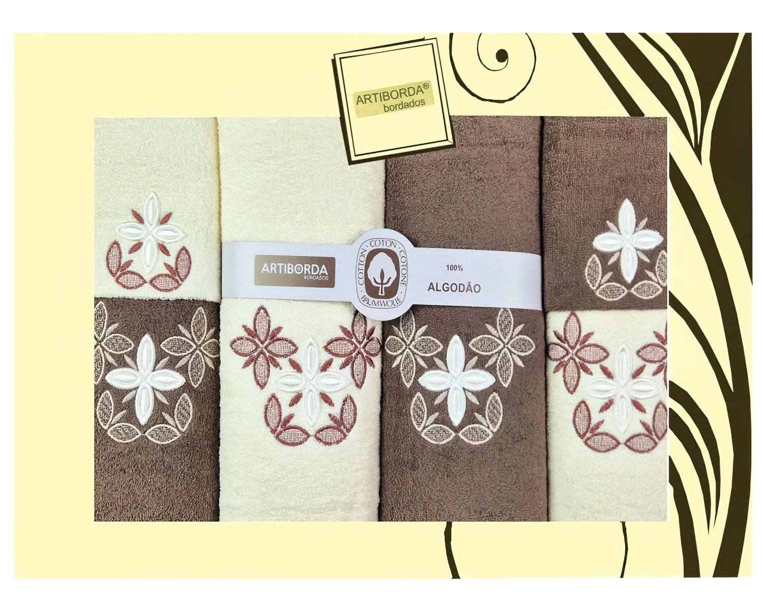 4sleep dárkový set froté ručníků a osušek 208, 6-dílný, hnědá a krémová 2x 30x50cm + 2x 50x90cm + 2x 70x140cm