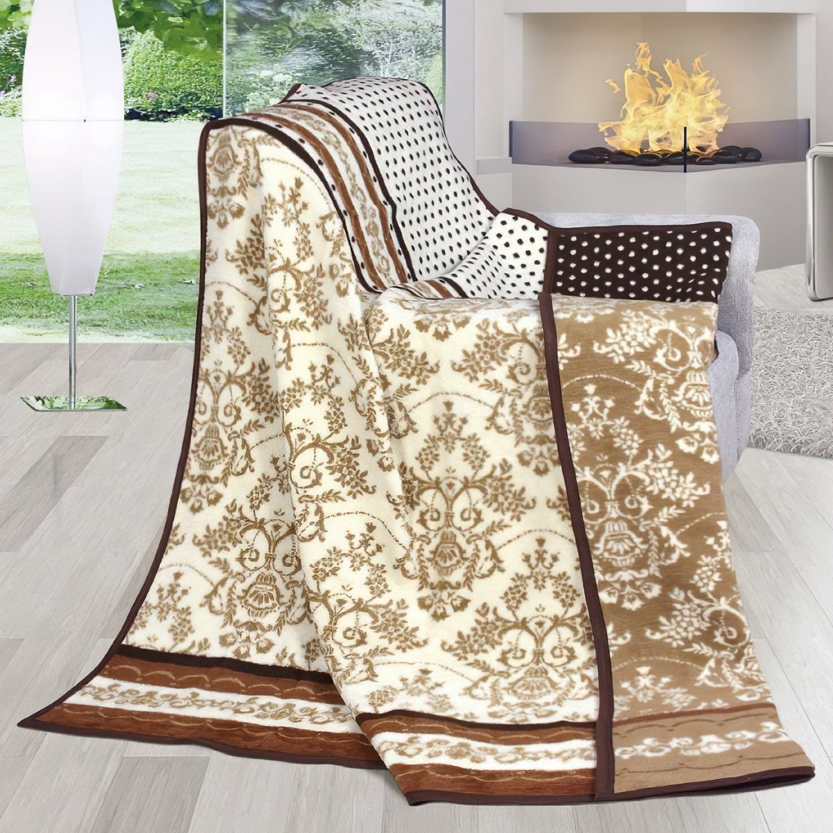 Bellatex Deka vzorovaná 150x200cm Hnědé ornamenty