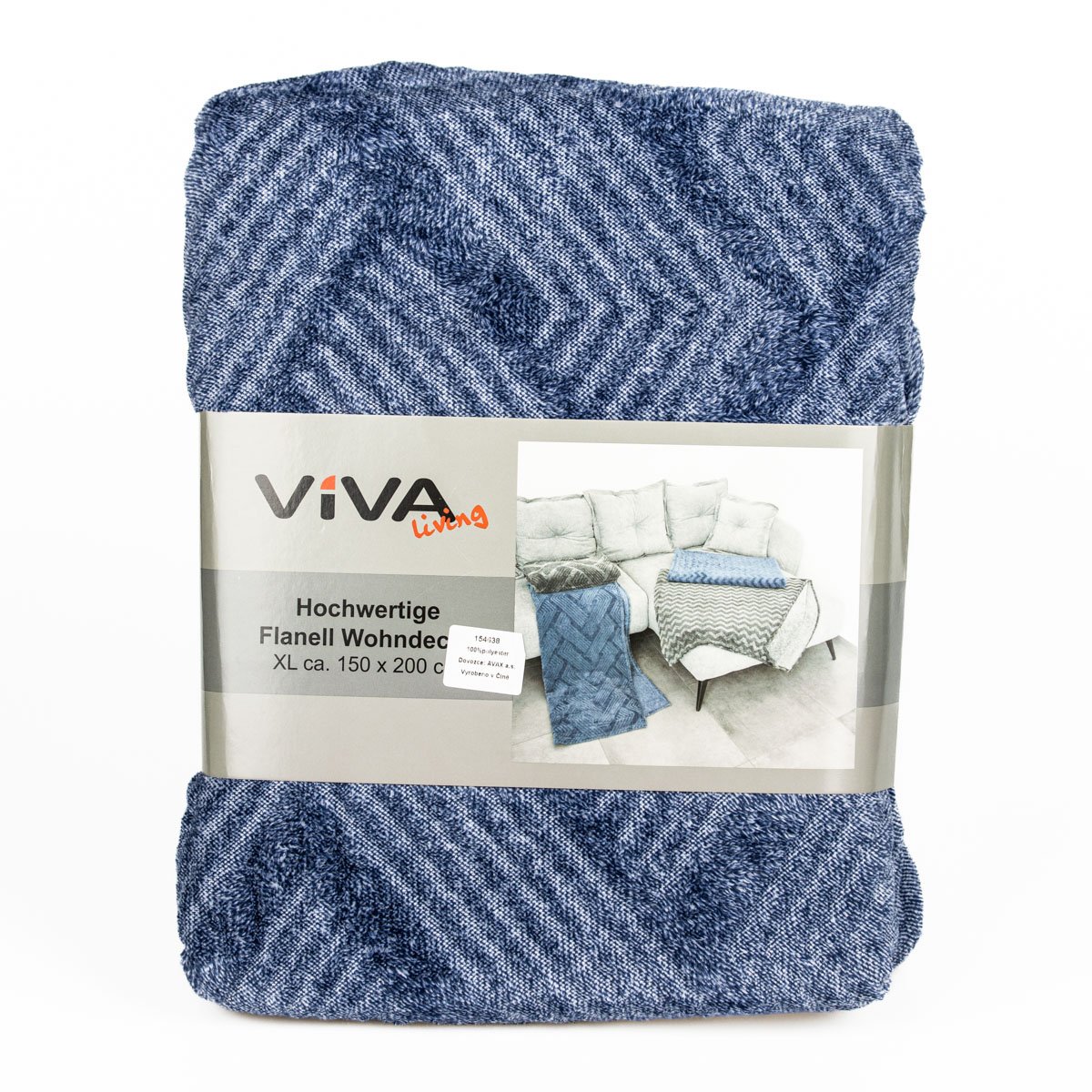 Avax deka mikroflanel ŽAKÁR, modré kosokáro, 150x200cm