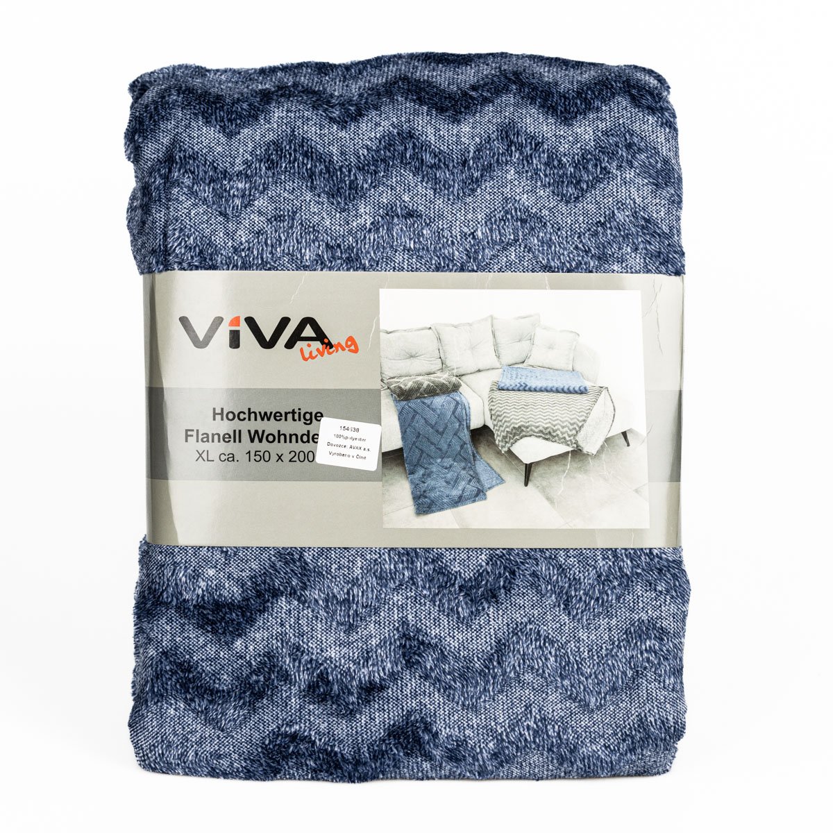 Avax deka mikroflanel ŽAKÁR, zig-zag, tmavě modrá, 150x200cm