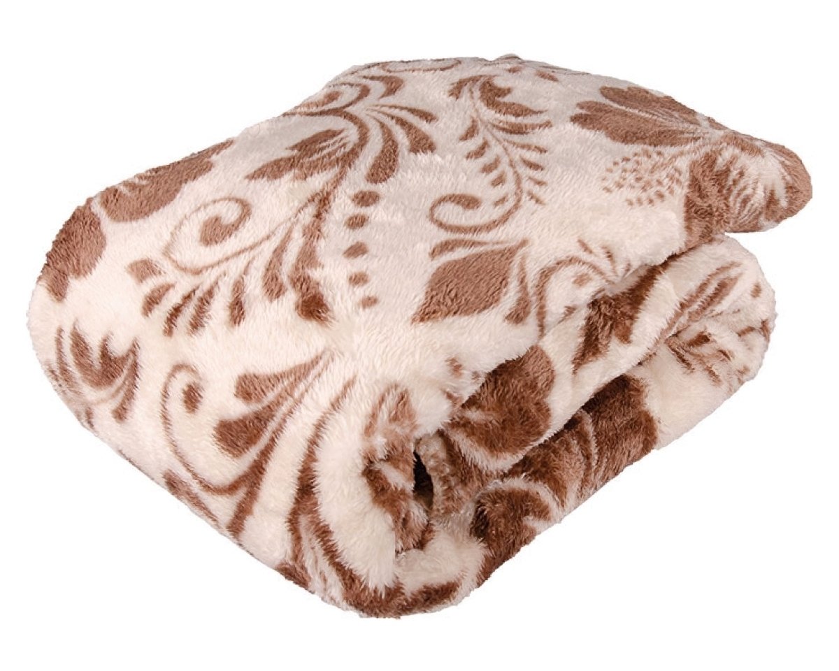 Avax deka z mikrovlákna beránek KVĚTY, hnědá, 150x200cm