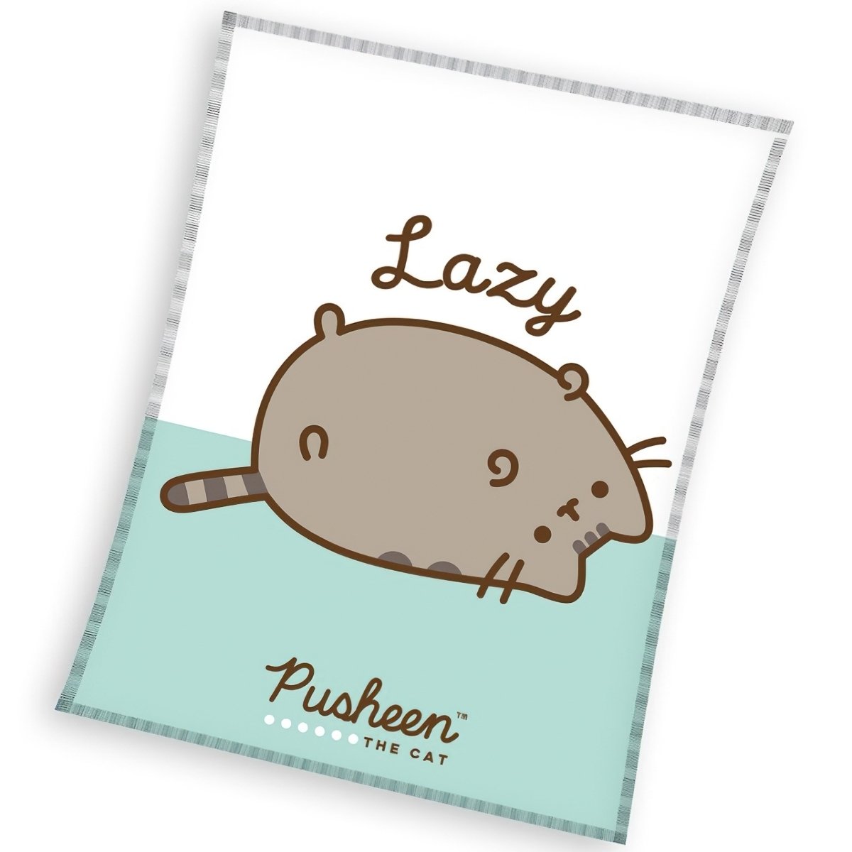 Deka z mikrovlákna (coral fleece) dětská KOČIČKA PUSHEEN LAZY CAT, mentolová, 130x170cm