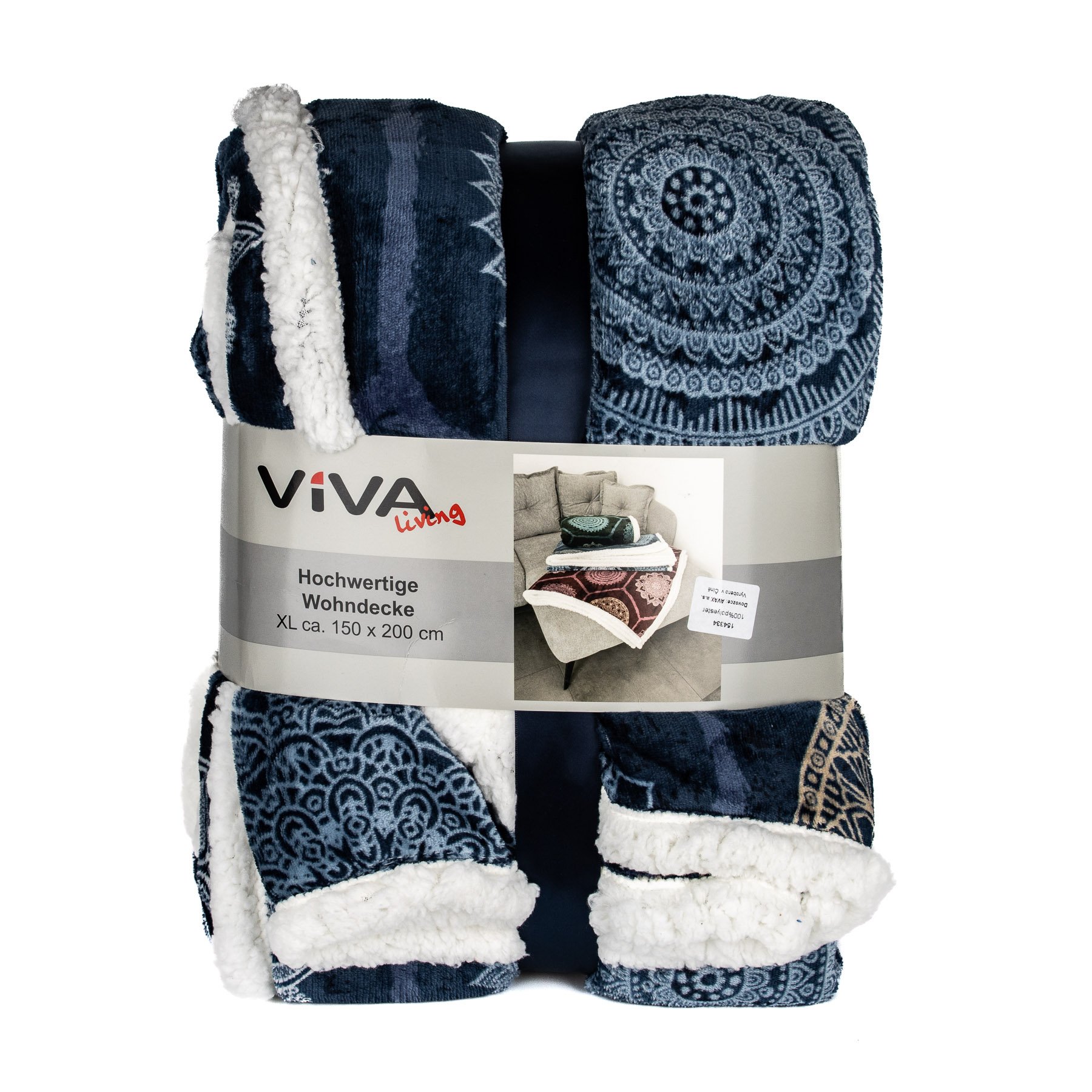 Deka z mikrovlákna MODRÉ MANDALY, s beránkem 150x200cm