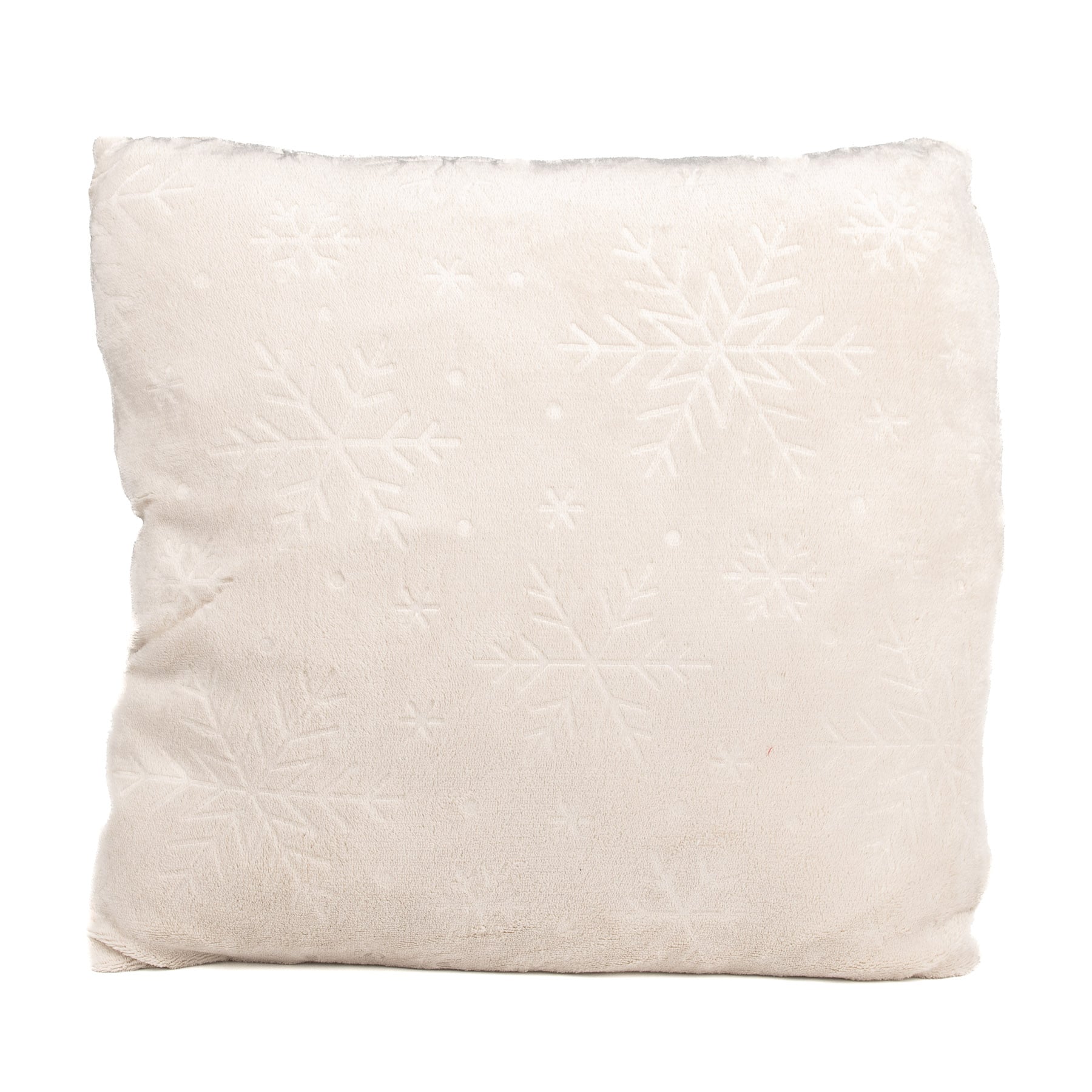 Avax dekorační polštářek mikroflanel vánoční QK-231, vytlačený vzor vločky, smetanová, 45x45cm