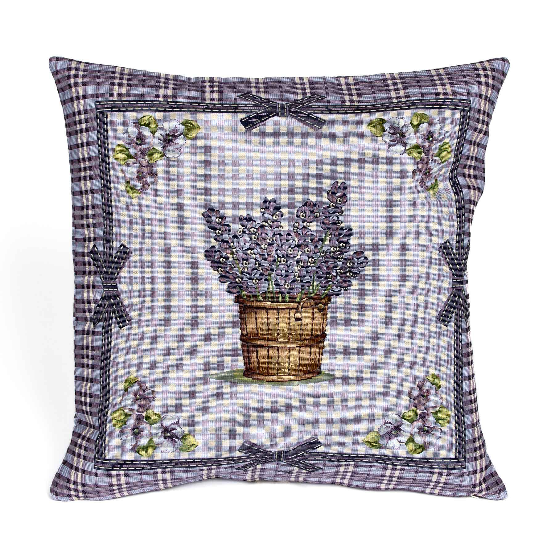 Dekoratex Dekorační povlak na polštářek RETRO LEVANDULE NA FIALOVÉ KOSTIČCE, 45x45cm