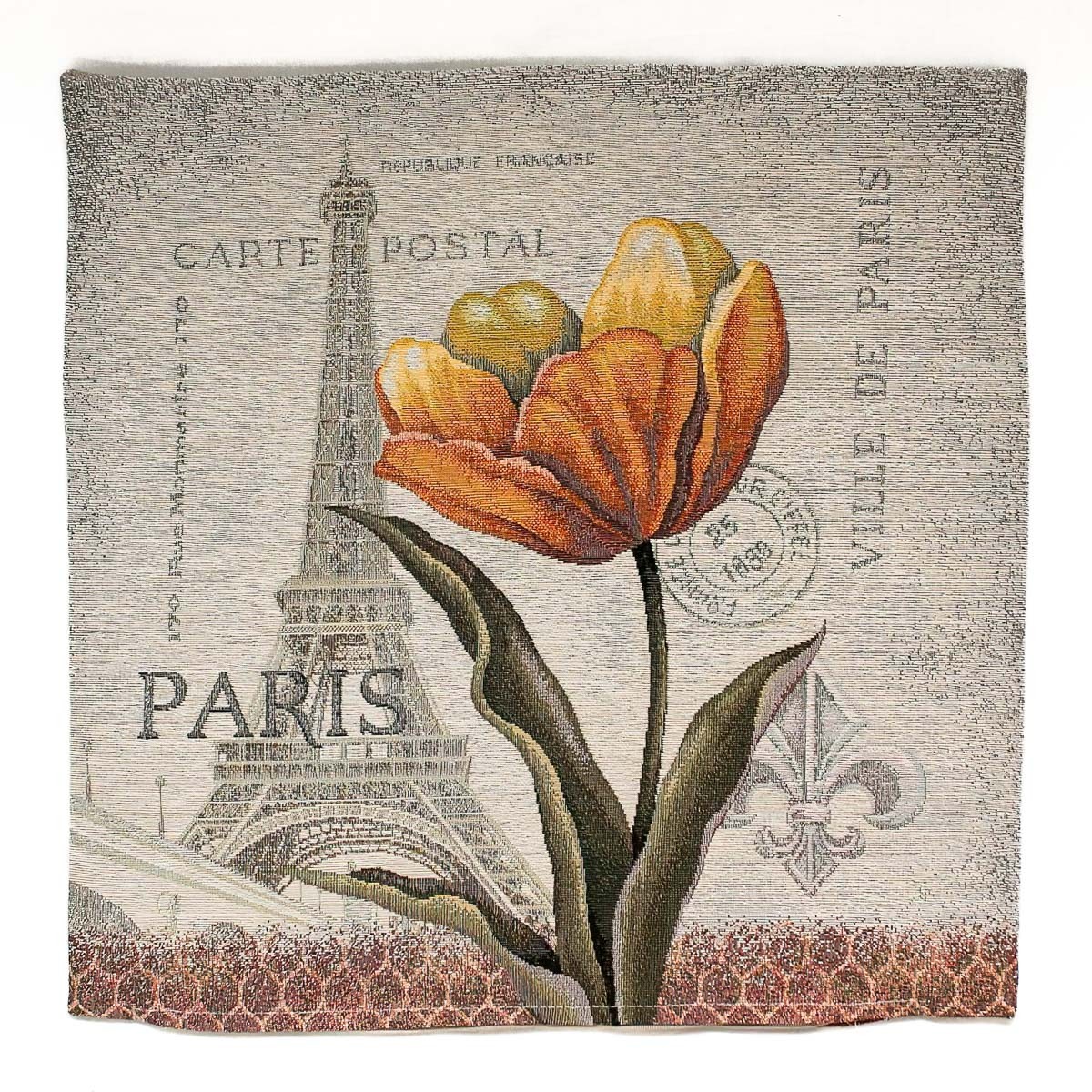Dekorační povlak na polštářek RETRO PAŘÍŽSKÁ KORESPONDENCE, žlutý tulipán 45x45cm