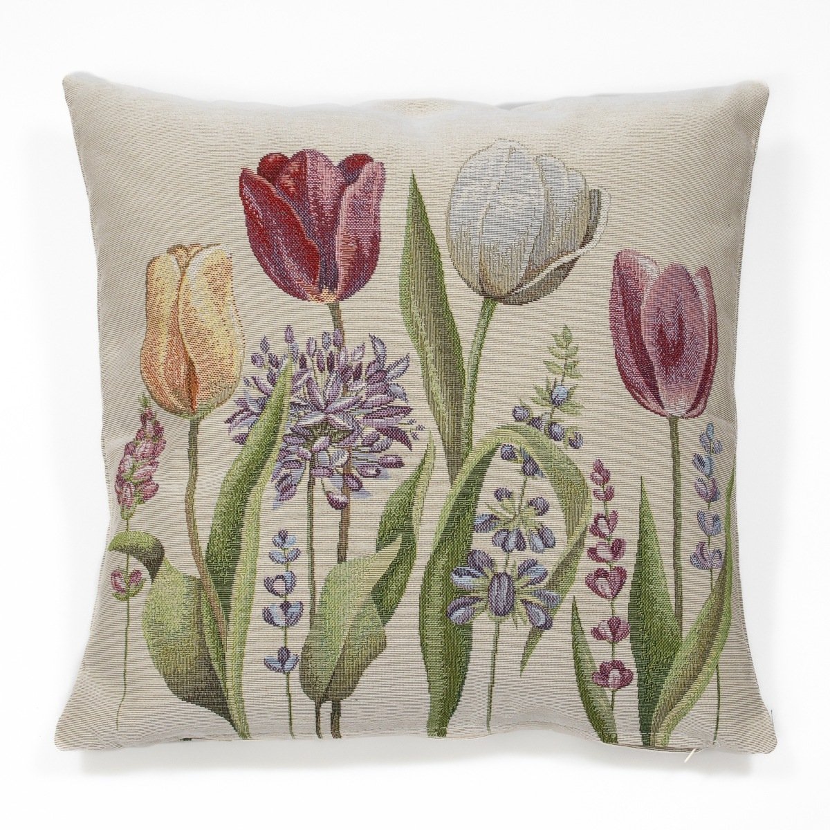 Levně Dekorační povlak na polštářek RETRO TULIPÁNY, režná 45x45cm