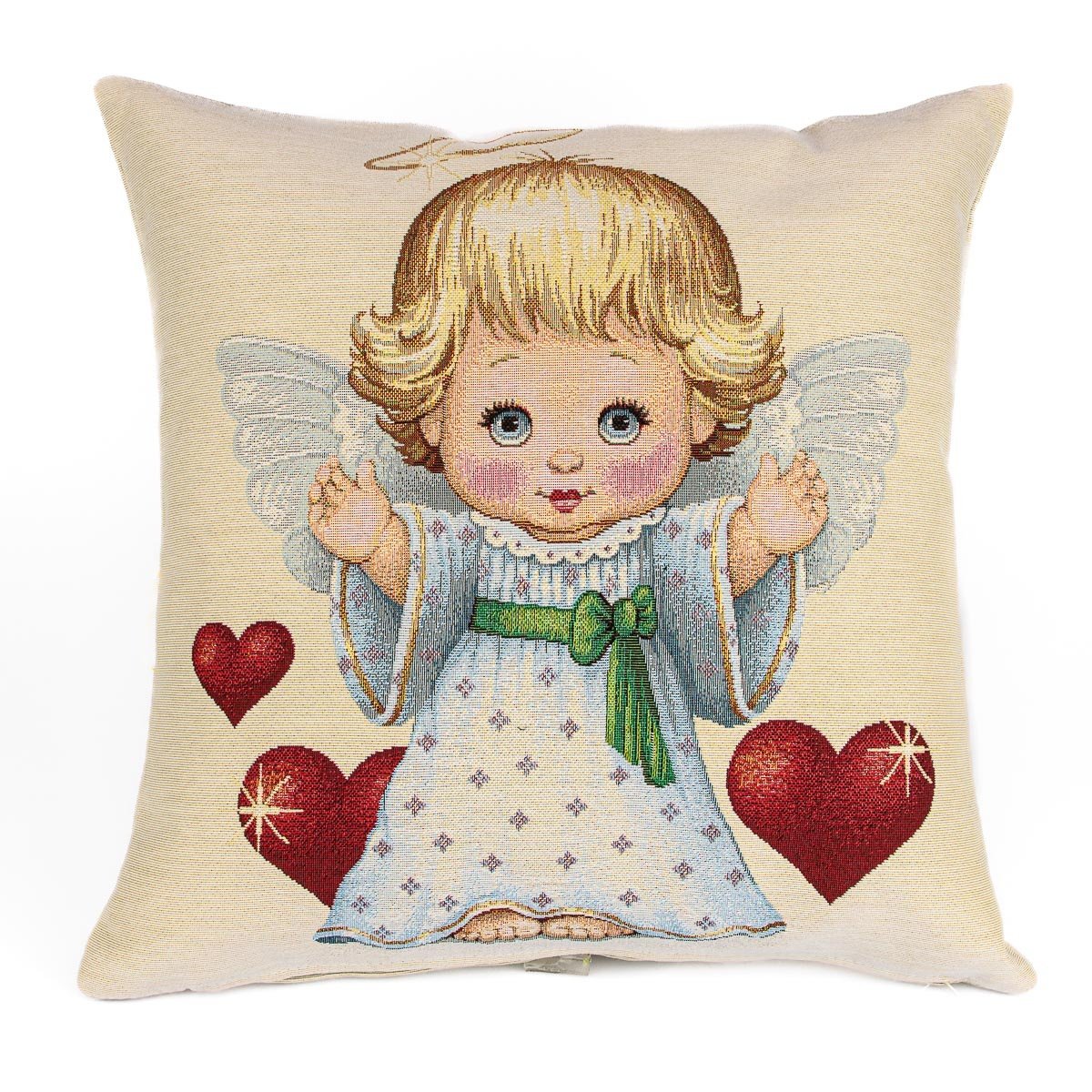 Dekorační povlak na polštářek vánoční RETRO ANDÍLEK, modrá, 45x45cm