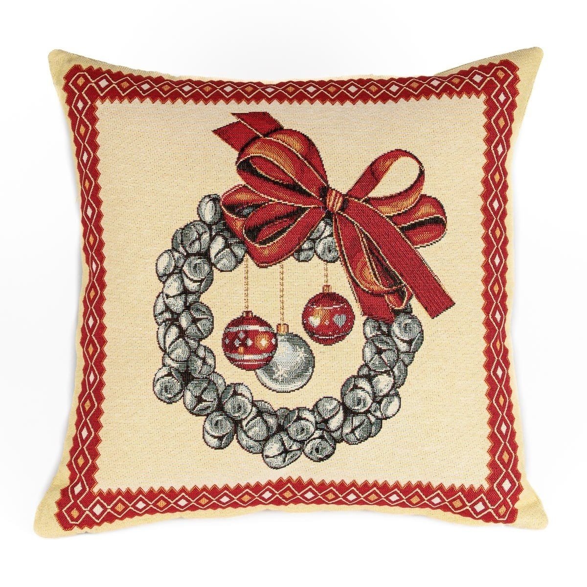 Dekorační povlak na polštářek vánoční RETRO ROLNIČKY, červená, 45x45cm