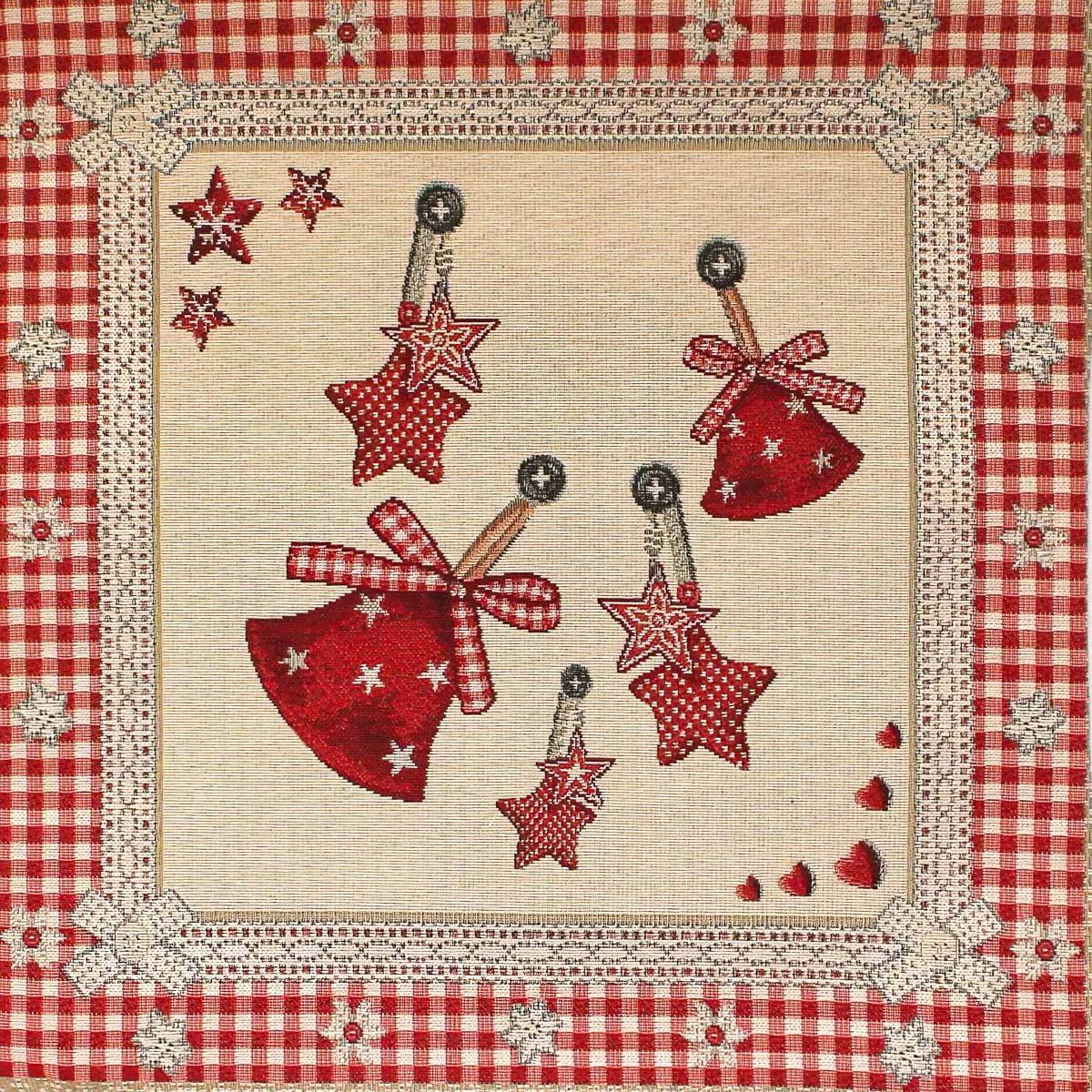 Dekorační povlak na polštářek vánoční RETRO ZVONEČKY OBOUSTRANNÝ, červená, 45x45cm