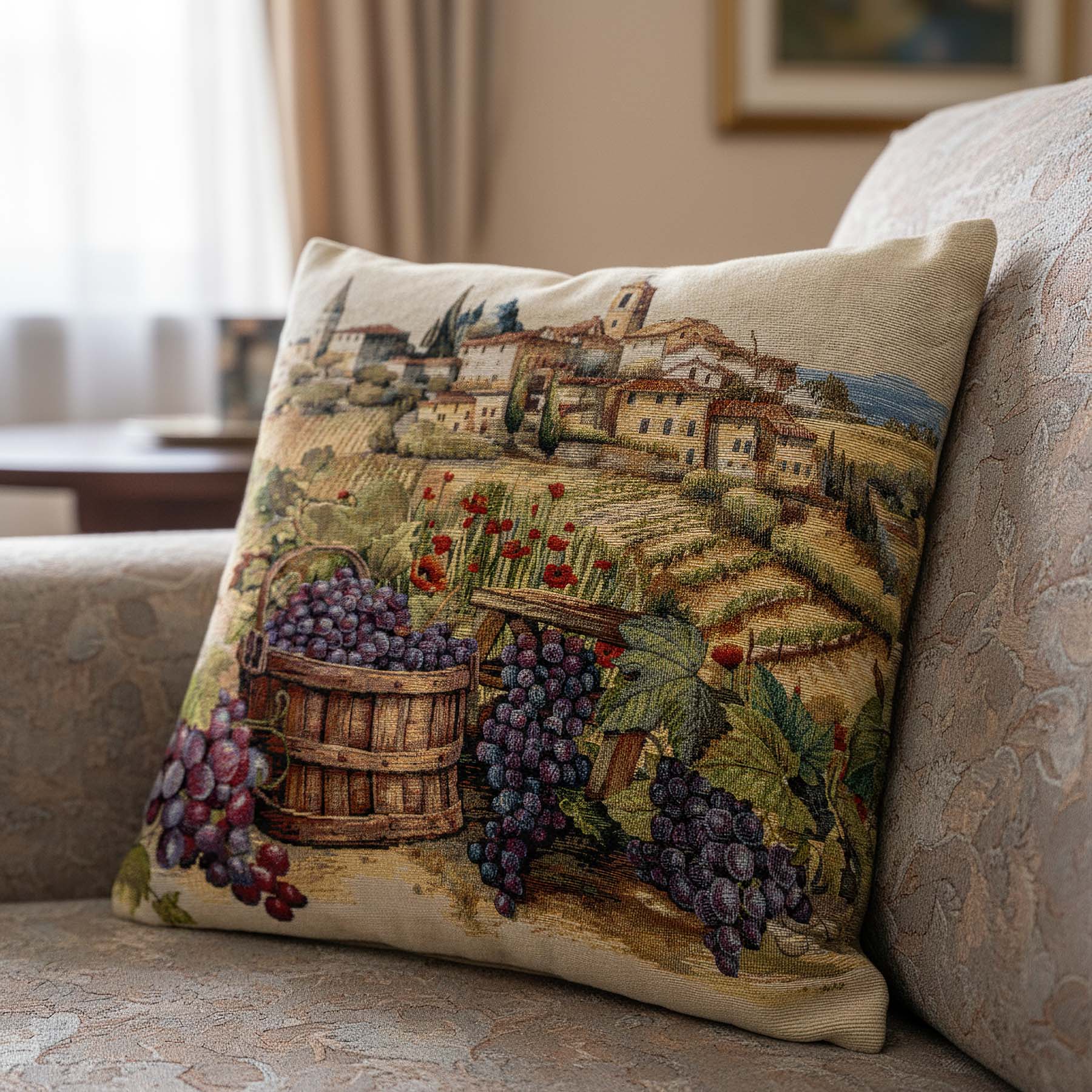 Levně Dekoratex Dekorační povlak na polštářek RETRO VINOBRANÍ, zelená 45x45cm